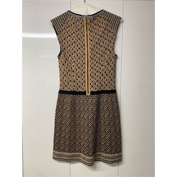 Nanette Lepore Beige Black Tan Printed Sleeveless Knit Dress Size Small - Picture 7 of 9